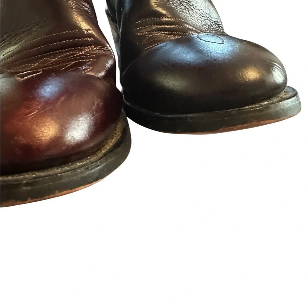 Old West Unisex Kids Leather Cowboy Boots 8.5 Brown